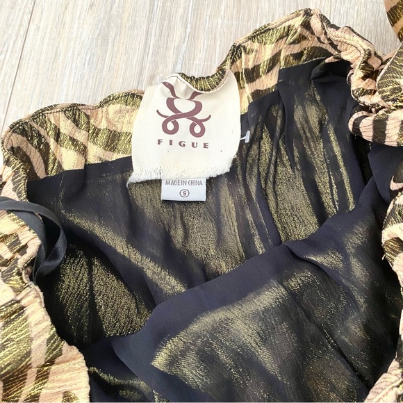 NWOT Figue Maisie Metallic One Shoulder Dress Sz S - Picture 7 of 9